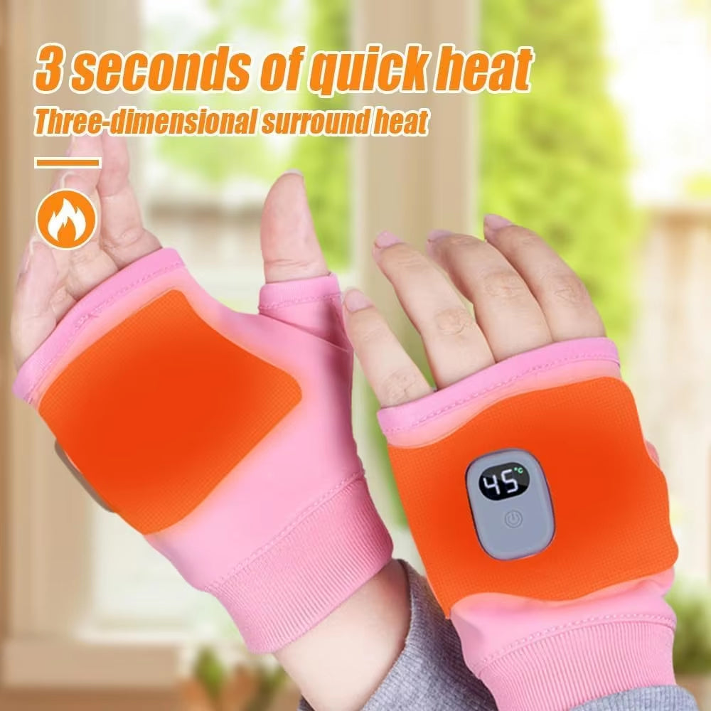 Rechargeable Heated Gloves 360 Degree Heating Thermal Heated Gloves Windproof Fingerless for Outdoor Hiking Cycling