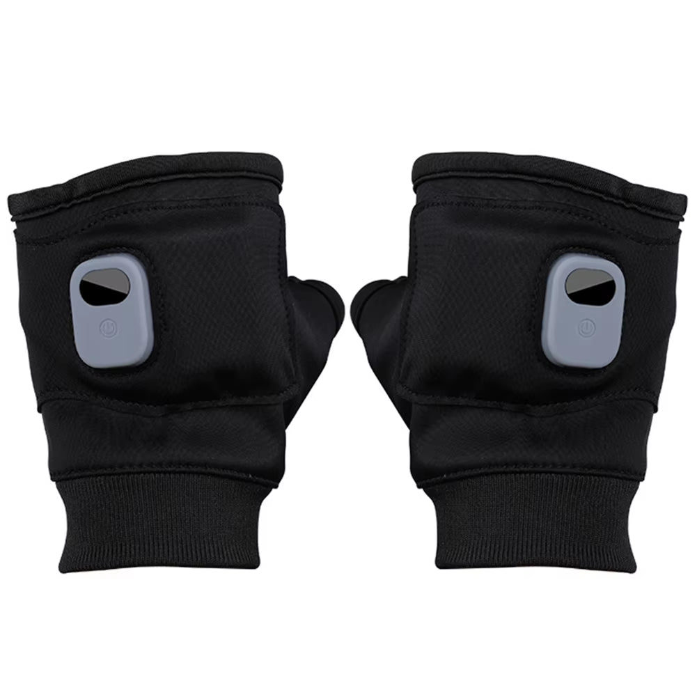 Rechargeable Heated Gloves 360 Degree Heating Thermal Heated Gloves Windproof Fingerless for Outdoor Hiking Cycling