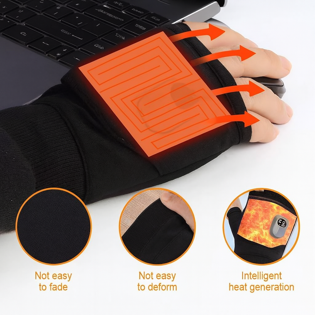 Rechargeable Black Heated Gloves