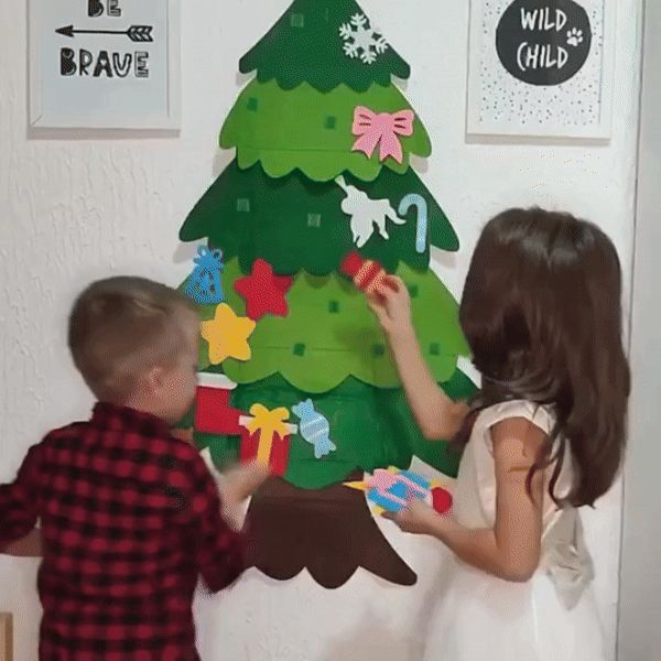 Montessori Felt Christmas Tree with Fairy Lights