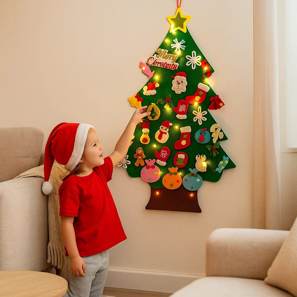 Montessori Felt Christmas Tree with Fairy Lights
