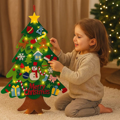 Montessori Felt Christmas Tree with Fairy Lights