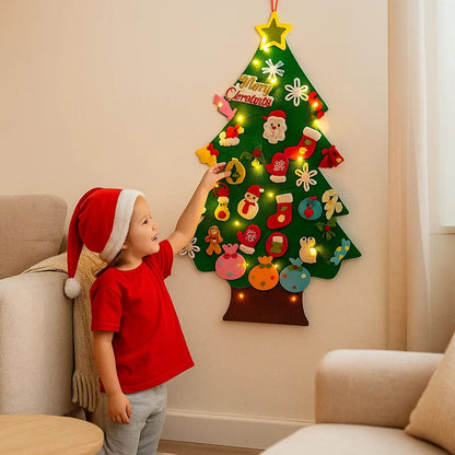 Montessori Felt Christmas Tree with Fairy Lights